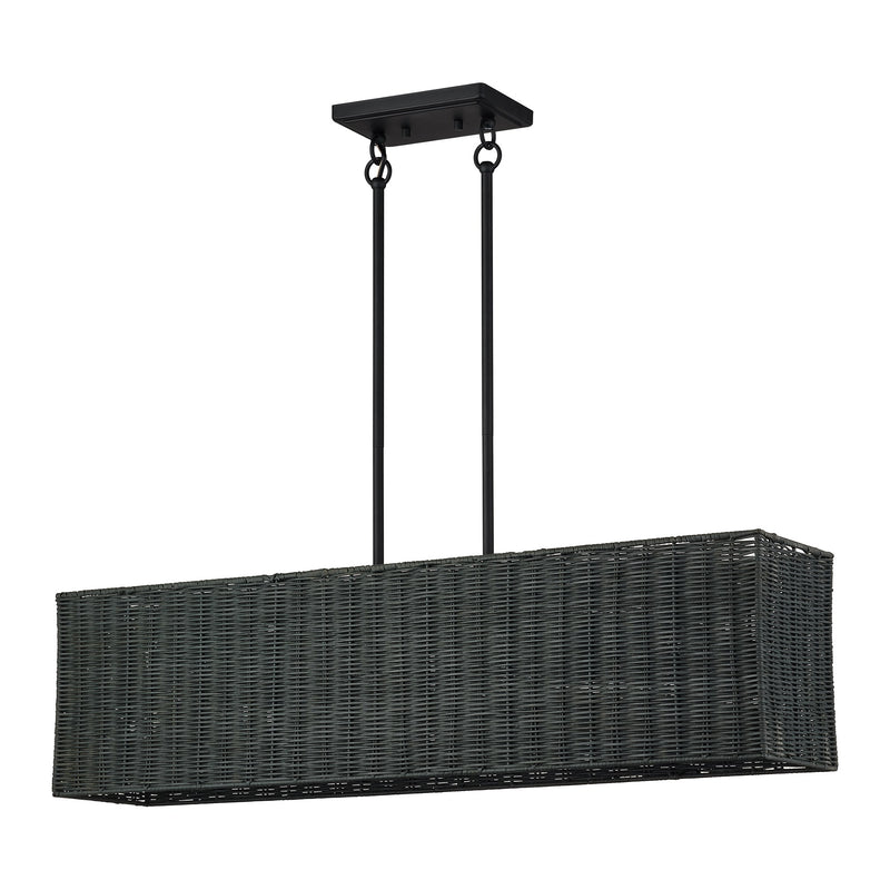 Weavington 4-Light Rectangular Linear Chandelier in Black