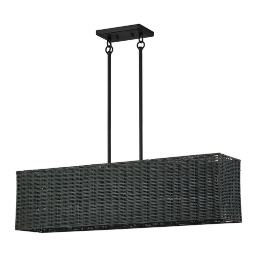 Weavington 4-Light Rectangular Linear Chandelier in Black