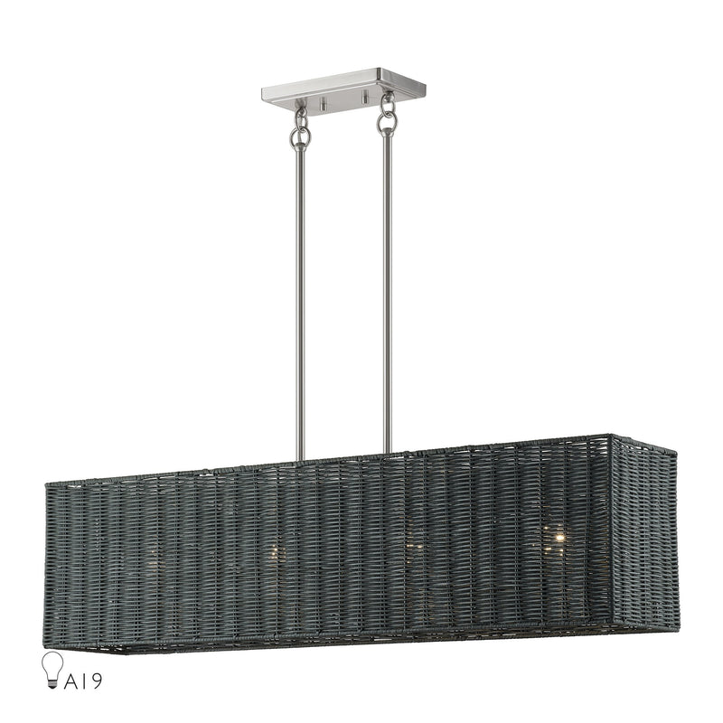 Weavington 4-Light Rectangular Linear Chandelier in Brushed Nickel