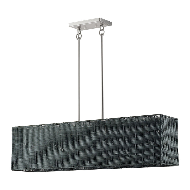 Weavington 4-Light Rectangular Linear Chandelier in Brushed Nickel