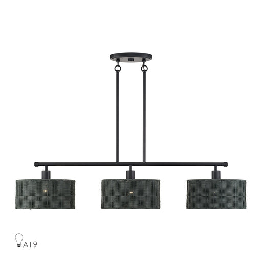 Weavington 3-Light Extra Large Linear Chandelier in Black