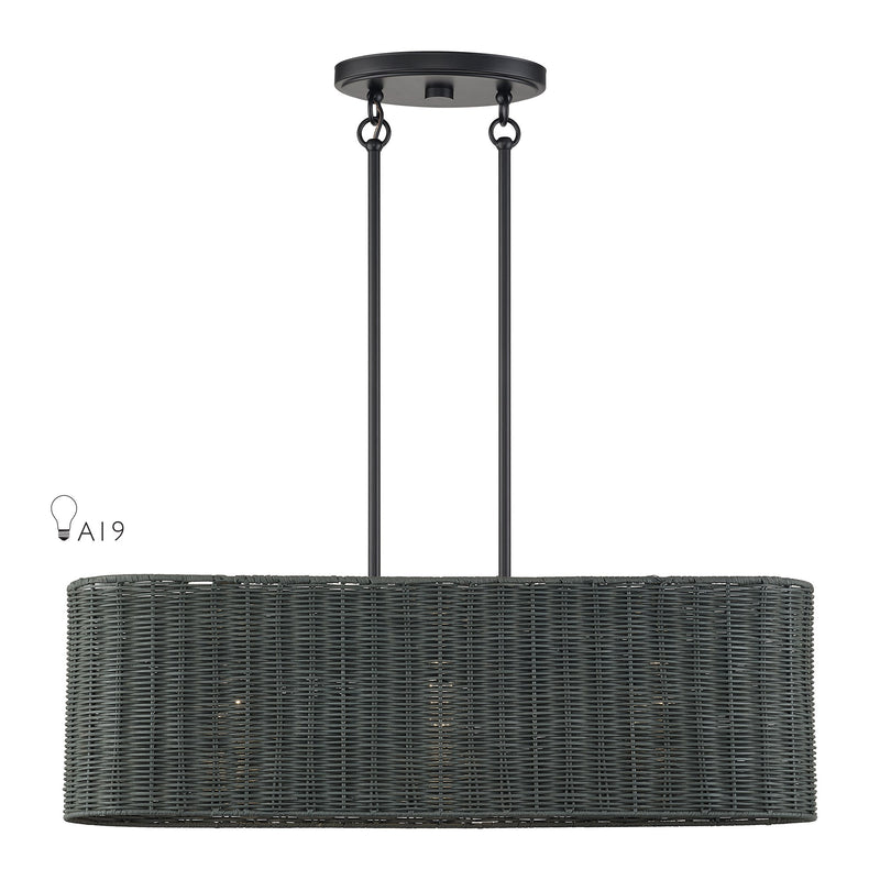 Weavington 3-Light Oval Linear Chandelier in Black