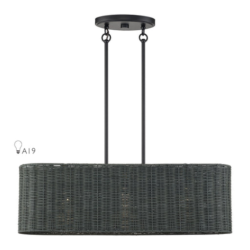 Weavington 3-Light Oval Linear Chandelier in Black