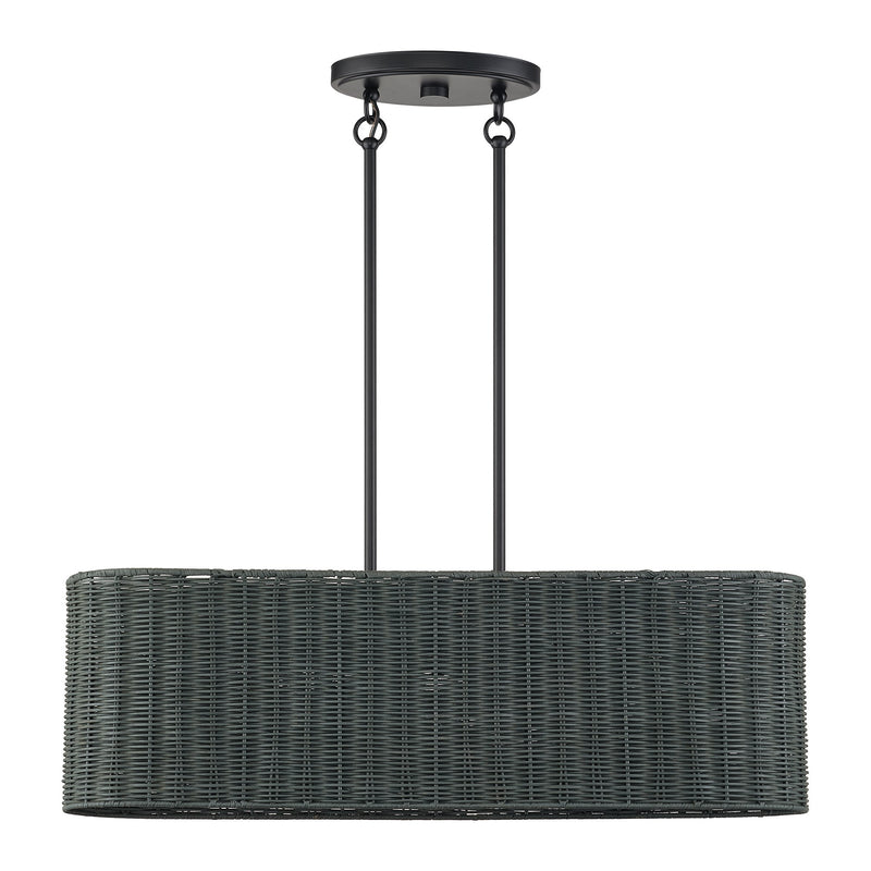 Weavington 3-Light Oval Linear Chandelier in Black