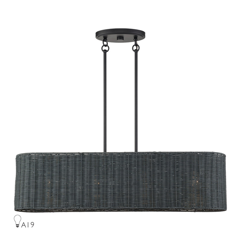 Weavington 4-Light Oval Linear Chandelier in Black