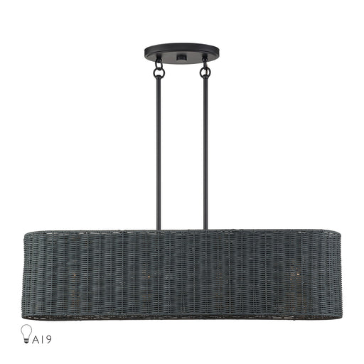 Weavington 4-Light Oval Linear Chandelier in Black