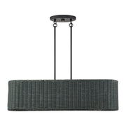 Weavington 4-Light Oval Linear Chandelier in Black