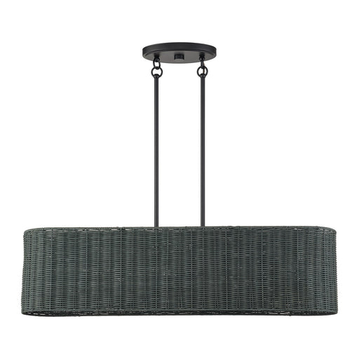Weavington 4-Light Oval Linear Chandelier in Black