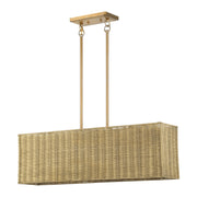 Weavington 3-Light Rectangular Linear Chandelier in Antique Gold Leaf
