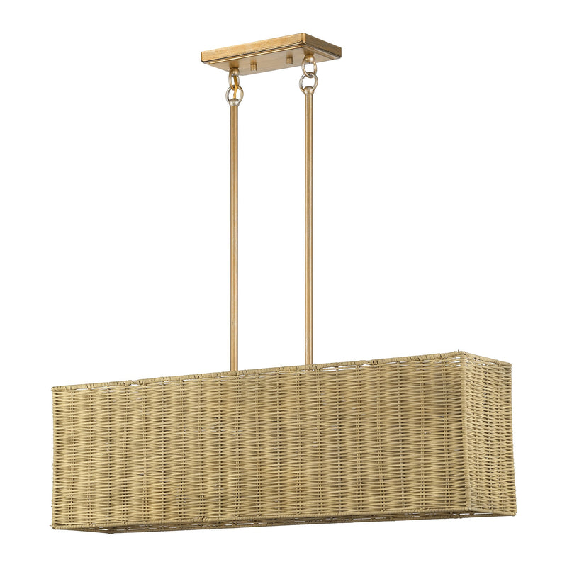 Weavington 3-Light Rectangular Linear Chandelier in Antique Gold Leaf