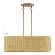 Weavington 3-Light Oval Linear Chandelier in Antique Gold Leaf