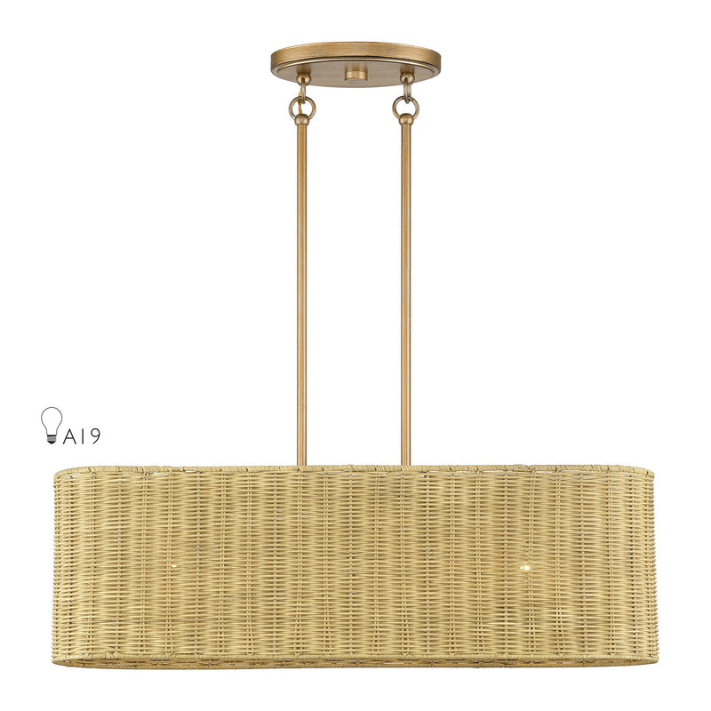 Weavington 3-Light Oval Linear Chandelier in Antique Gold Leaf