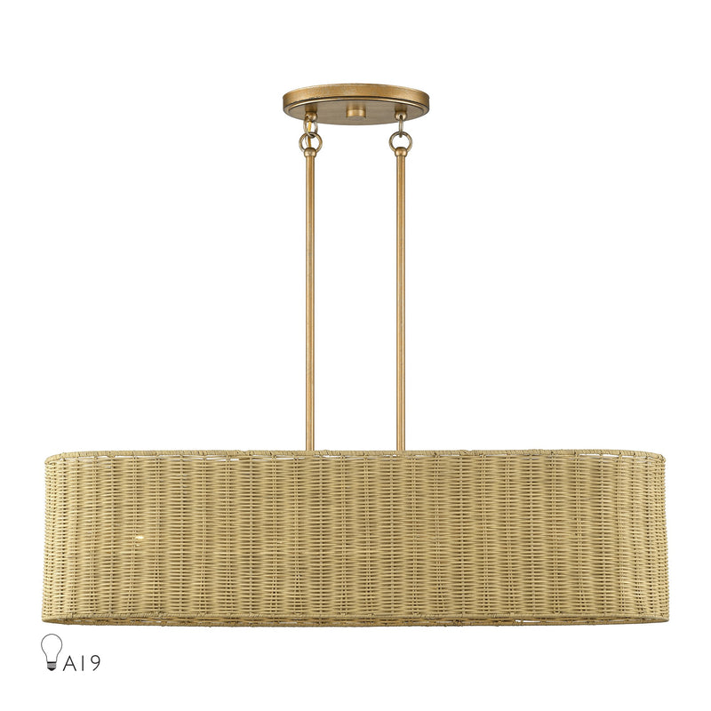 Weavington 4-Light Oval Linear Chandelier in Antique Gold Leaf