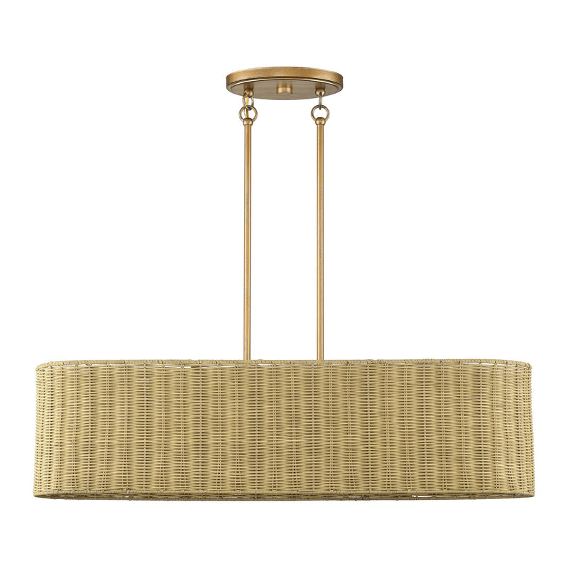 Weavington 4-Light Oval Linear Chandelier in Antique Gold Leaf