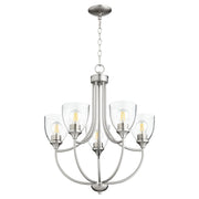 Enclave 5 Light Seeded Glass Chandelier in Satin Nickel