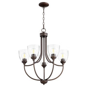 Enclave 5 Light Seeded Glass Chandelier in Oiled Bronze