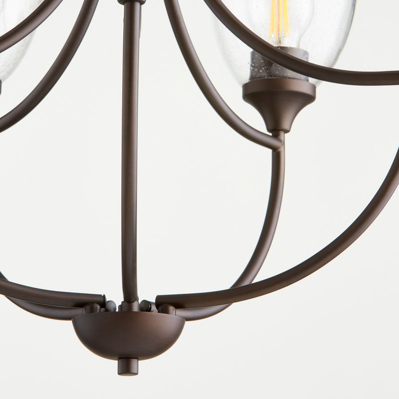 Enclave 5 Light Seeded Glass Chandelier in Oiled Bronze