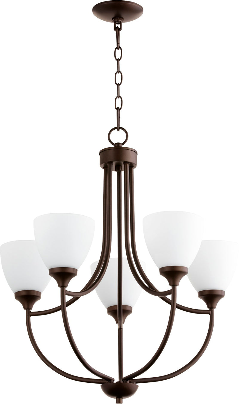 Enclave 5 Light Chandelier in Oiled Bronze