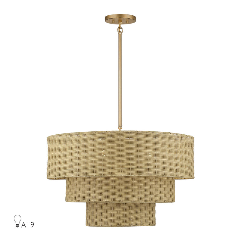 Weavington 6-Light Large Chandelier in Antique Gold Leaf