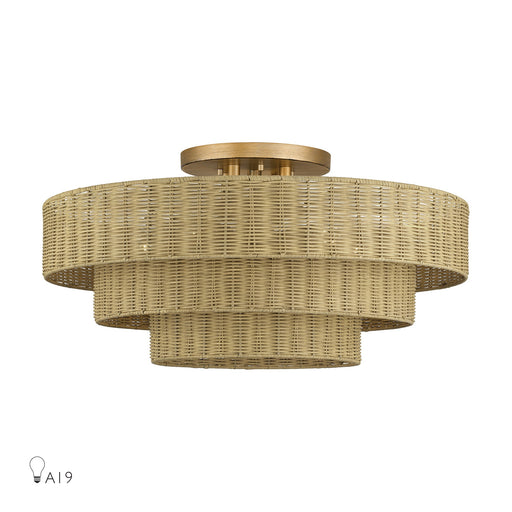 Weavington 5-Light Extra Large Semi-Flush Mount in Antique Gold Leaf