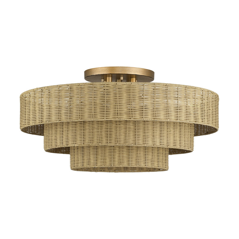 Weavington 5-Light Extra Large Semi-Flush Mount in Antique Gold Leaf