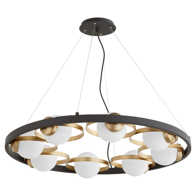 Nimbus 8 Light Chandelier in Textured Black / Aged Brass