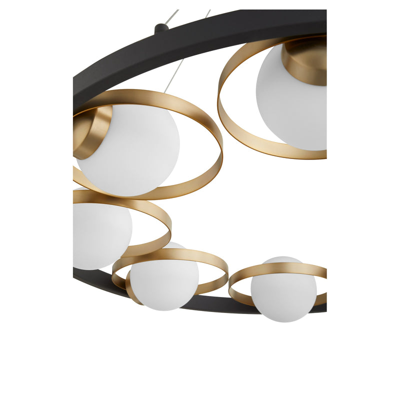Nimbus 8 Light Chandelier in Textured Black / Aged Brass