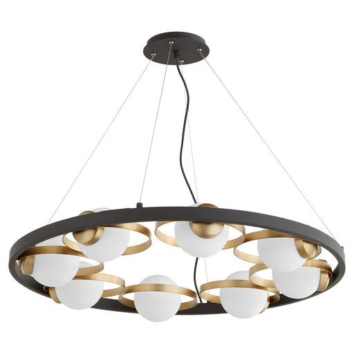 Nimbus 8 Light Chandelier in Textured Black / Aged Brass