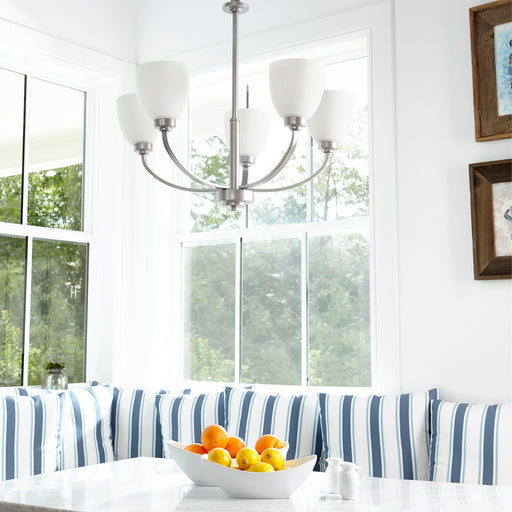 Reyes 24.25" Tall 5 Light Chandelier in Classic Nickel