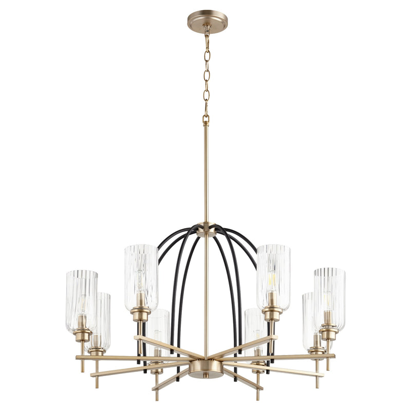 Espy 8 Light Chandelier in Textured Black / Aged Brass