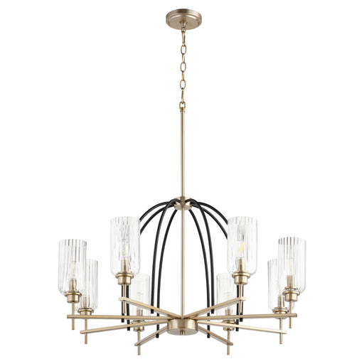 Espy 8 Light Chandelier in Textured Black / Aged Brass