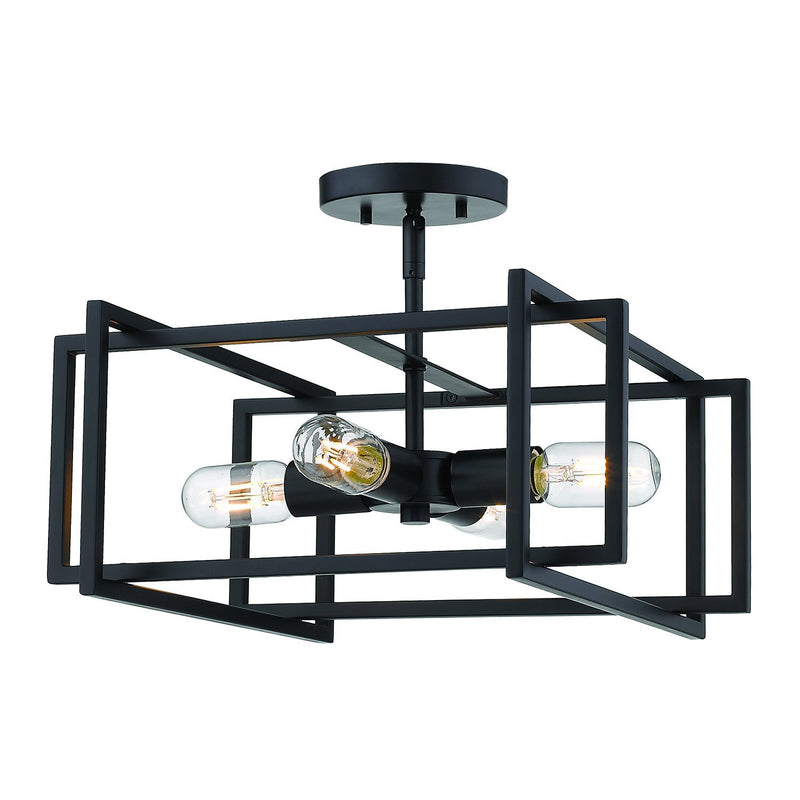 Tribeca 4-Light Semi-Flush Mount in Matte Black