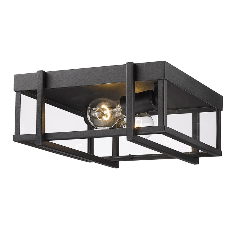 Tribeca 2-Light Outdoor Flush Mount in Natural Black