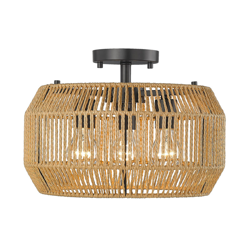 Marlee 3-Light Semi-Flush Mount in Matte Black