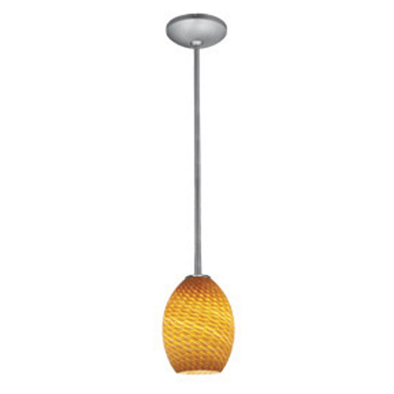 Brandy Firebird Stem Mini Pendant in Brushed Steel