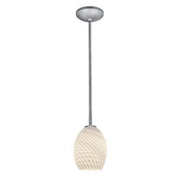 Brandy Firebird Stem Mini Pendant in Brushed Steel
