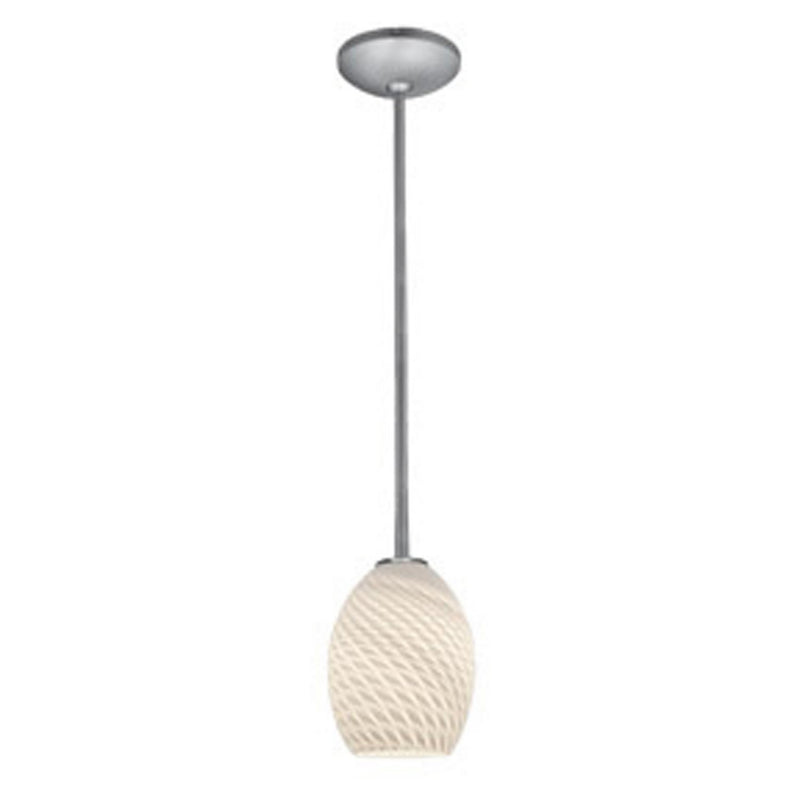 Brandy Firebird Stem Mini Pendant in Brushed Steel
