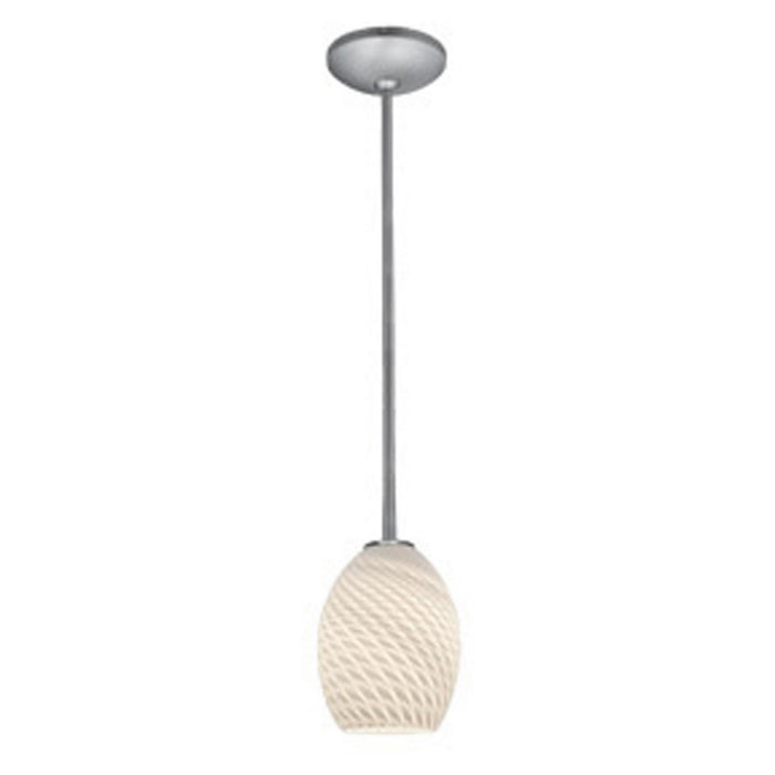 Brandy FireBird 1-Light Pendant in Brushed Steel Finish