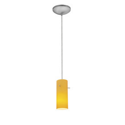 Cylinder 1-Light Pendant in Brushed Steel Finish