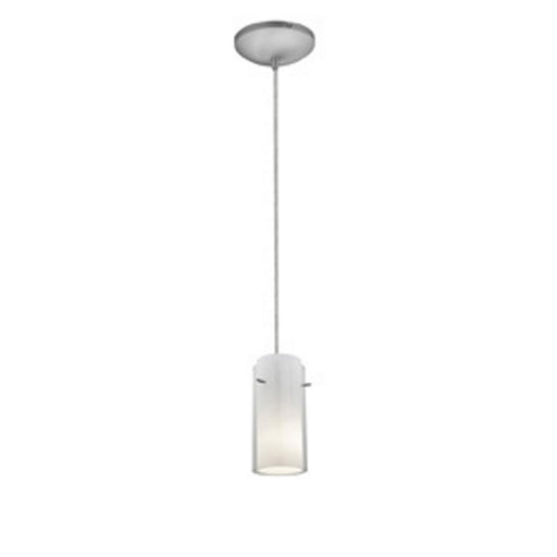 Glass'n Glass Cylinder Cable Mini Pendant in Brushed Steel