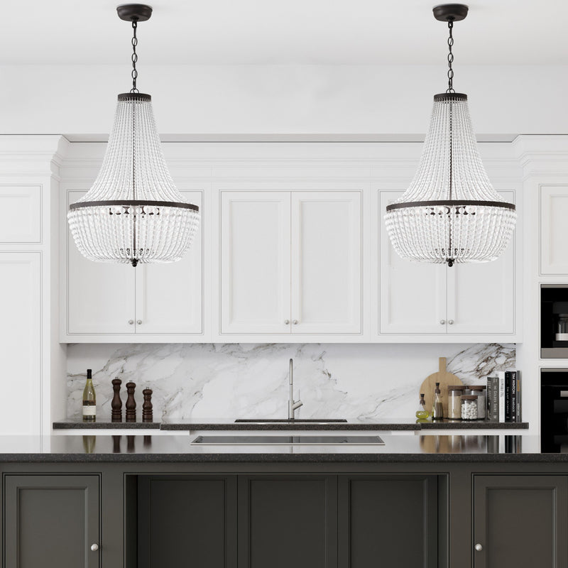 Rylee 6 Light 18.75" Chandelier in Matte Black in a room setting