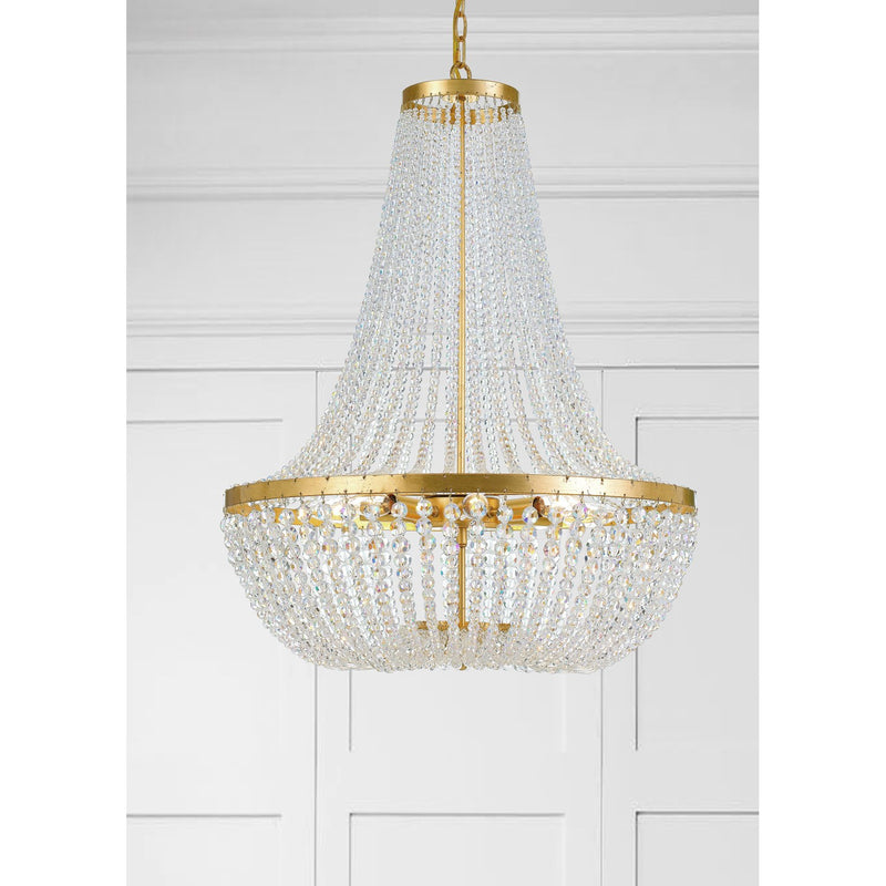 Rylee 8 Light 24.75" Chandelier in Antique Gold in a room setting