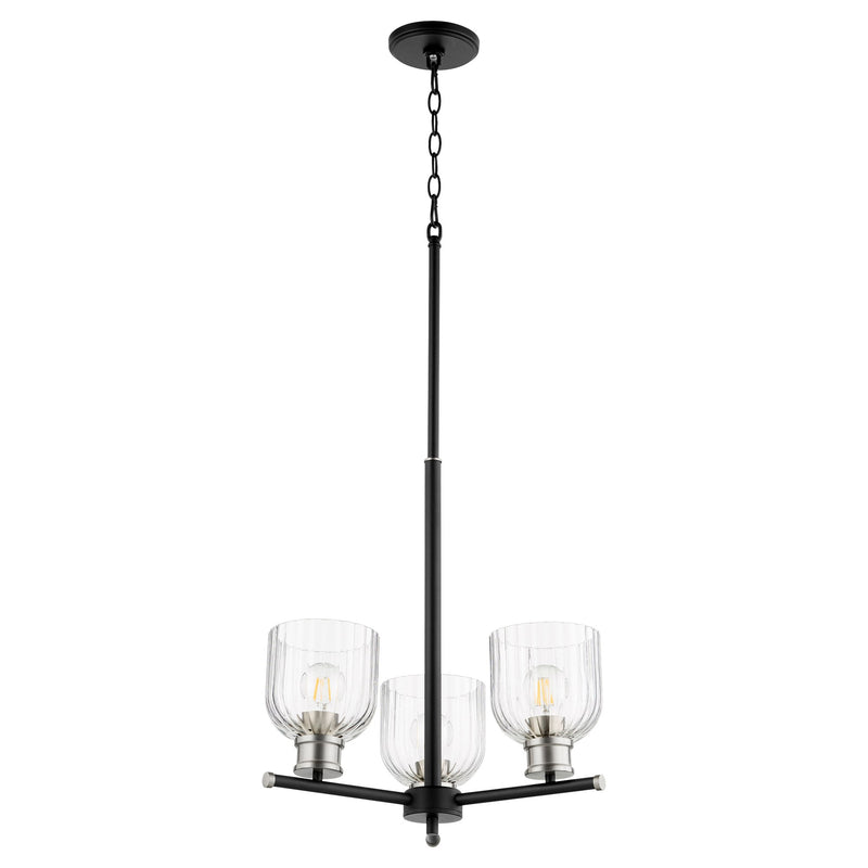 Monarch 3 Light Chandelier in Textured Black / Satin Nickel