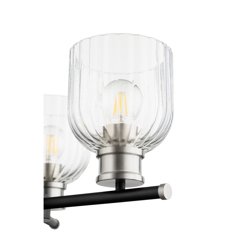 Monarch 3 Light Chandelier in Textured Black / Satin Nickel
