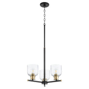 Monarch 3 Light Chandelier in Textured Black / Aged Brass