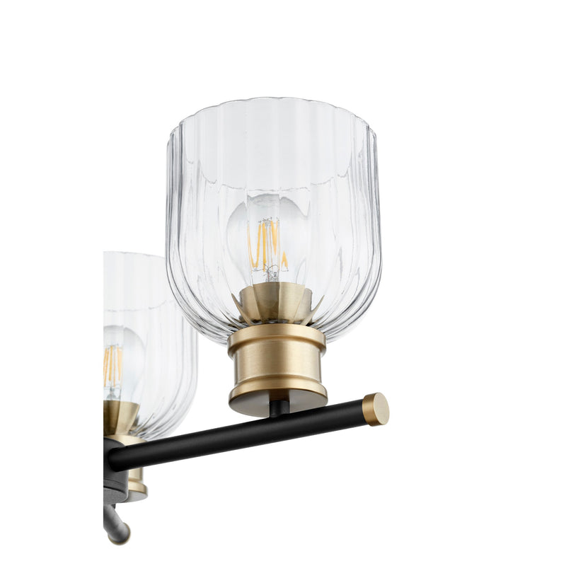 Monarch 3 Light Chandelier in Textured Black / Aged Brass