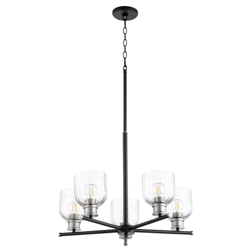 Monarch 5 Light Chandelier in Textured Black / Satin Nickel