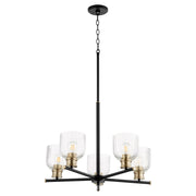 Monarch 5 Light Chandelier in Textured Black / Aged Brass