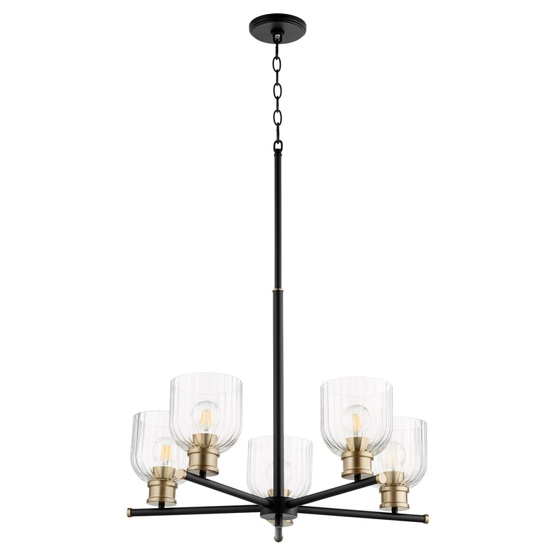 Monarch 5 Light Chandelier in Textured Black / Aged Brass