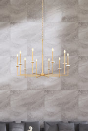 Gaultier 10 Light 44.75" Chandelier in Modern Gold in a room setting